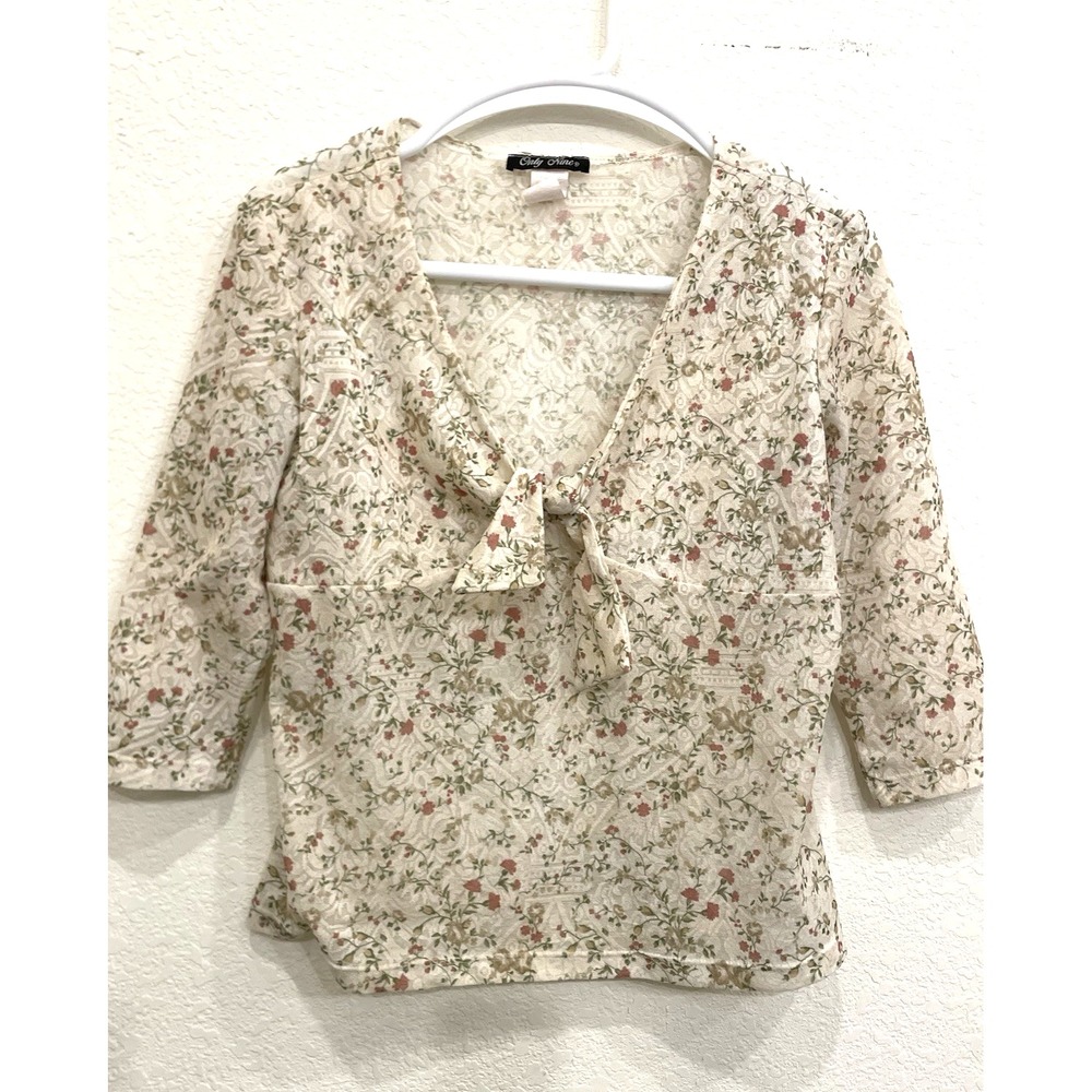 Vintage Only Nine Floral Women's Top large Sheer Shirt Career Office Y2K Fairy
